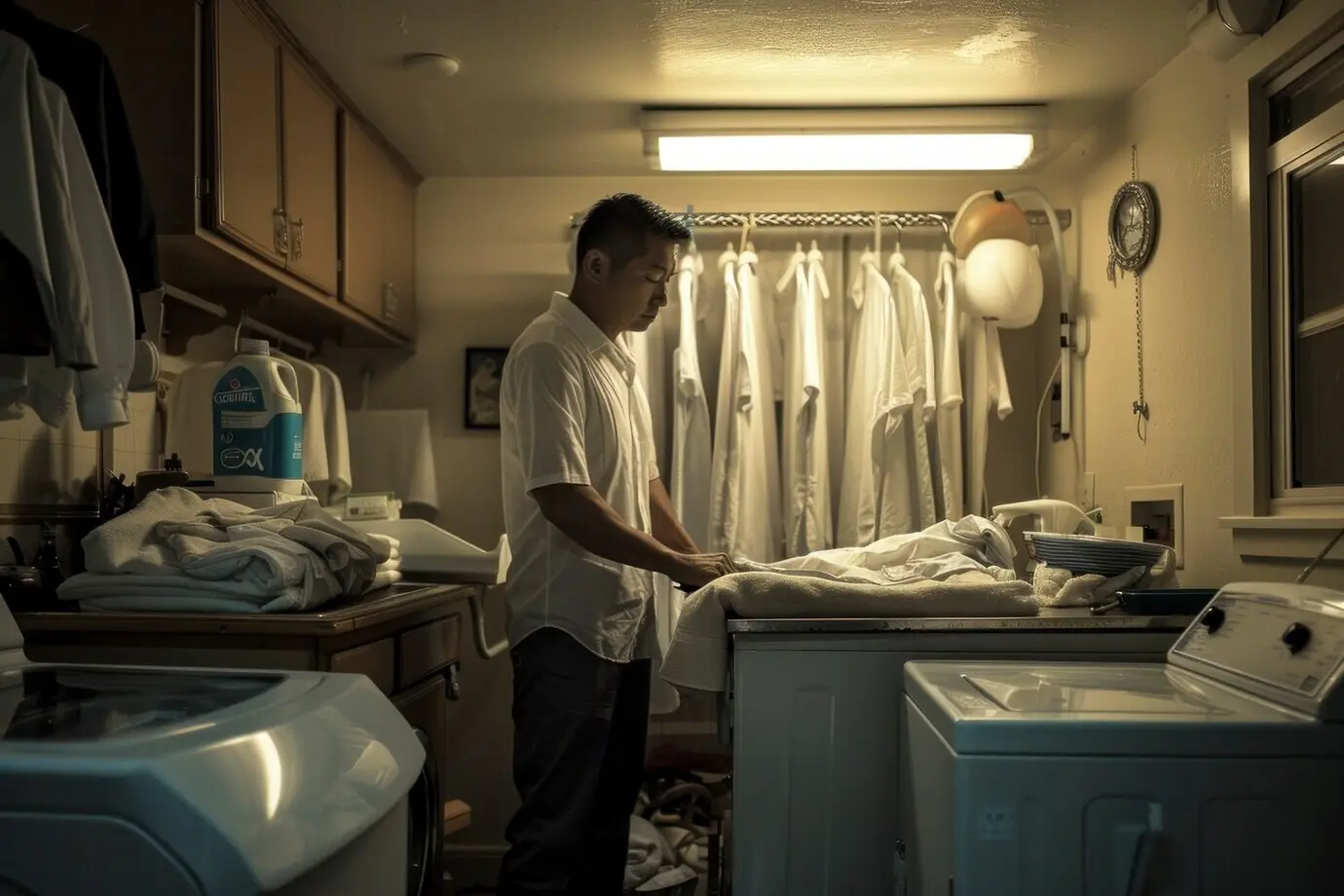 Mann, der mit einer Hausarbeit beschäftigt ist